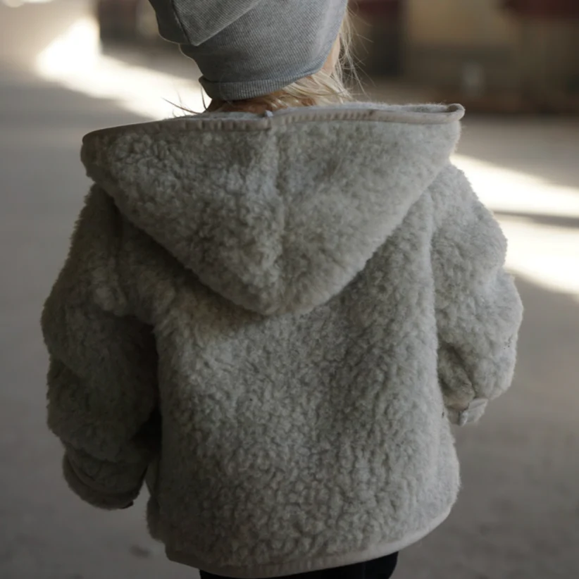 Ciara 100% Wool Hooded Coat (Grey) - Image 3