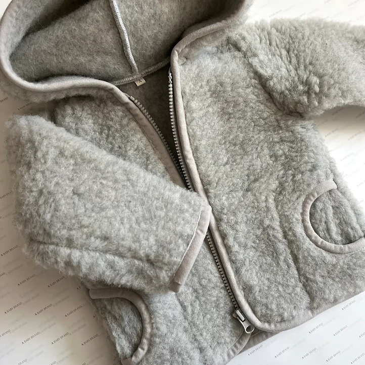 Ciara 100% Wool Hooded Coat (Grey) - Image 7