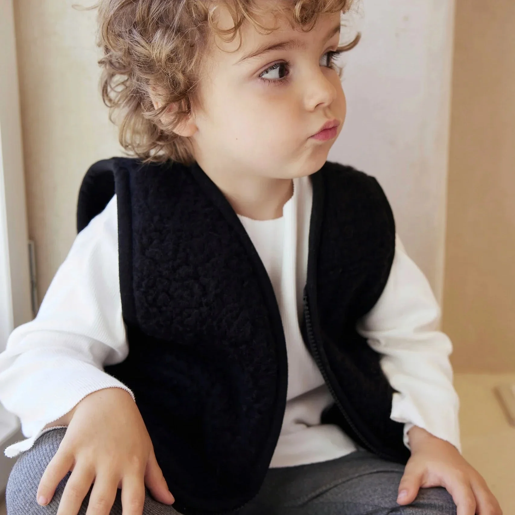 Clara 100% Wool Vest with Lining (Black) - Image 3