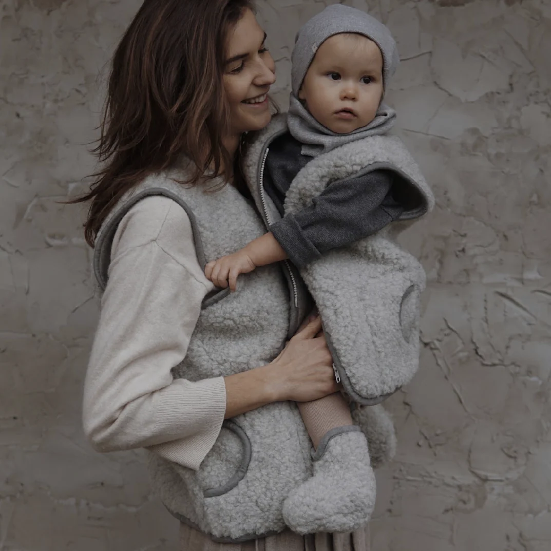 Clara 100% Wool Vest with Lining (Grey) - Image 2