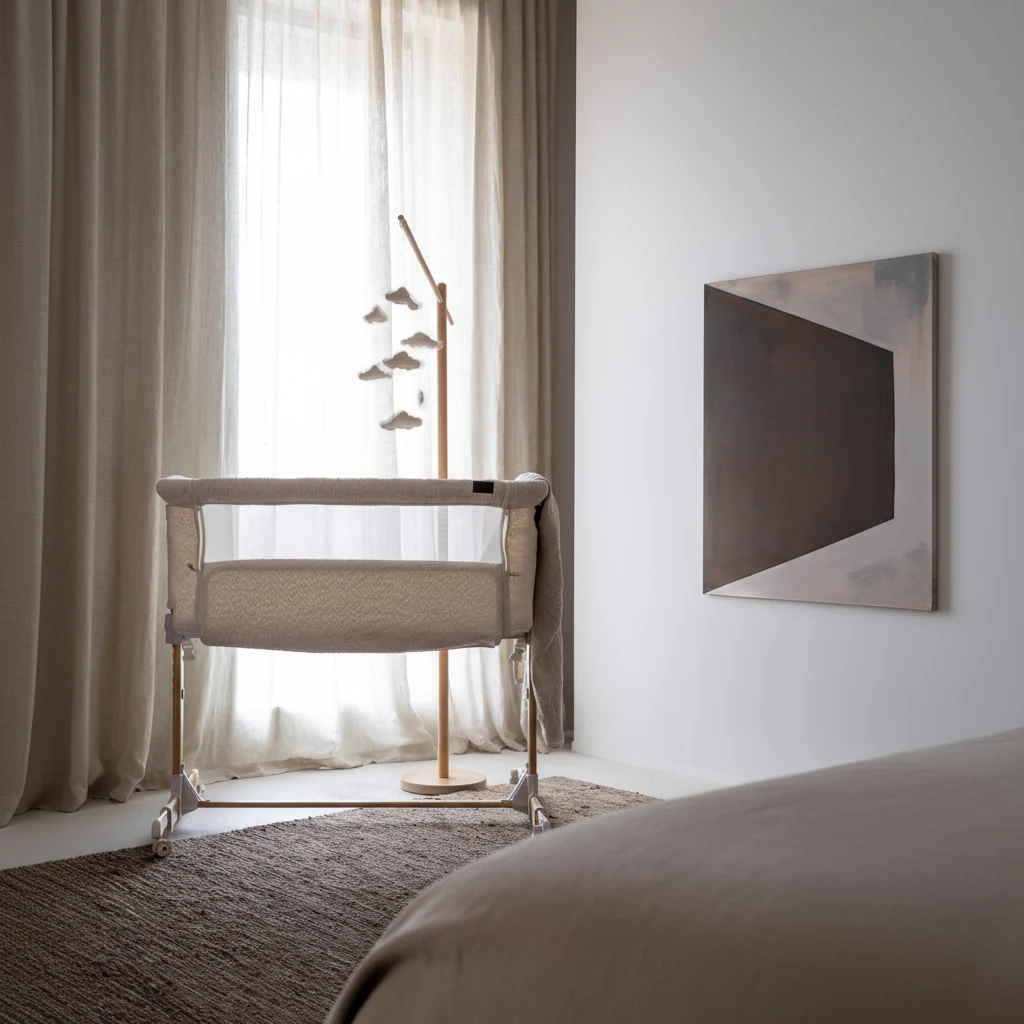 Co-Sleeper Side by Side Baby Crib (Boucle Cream) - Image 5