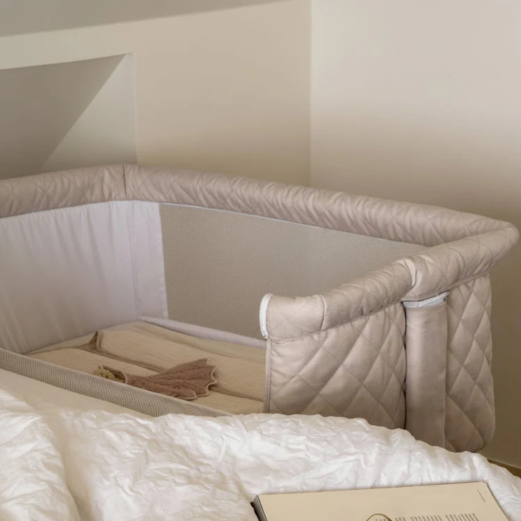 Co-Sleeper Side by Side Baby Crib (Quilted Clay) - Image 2