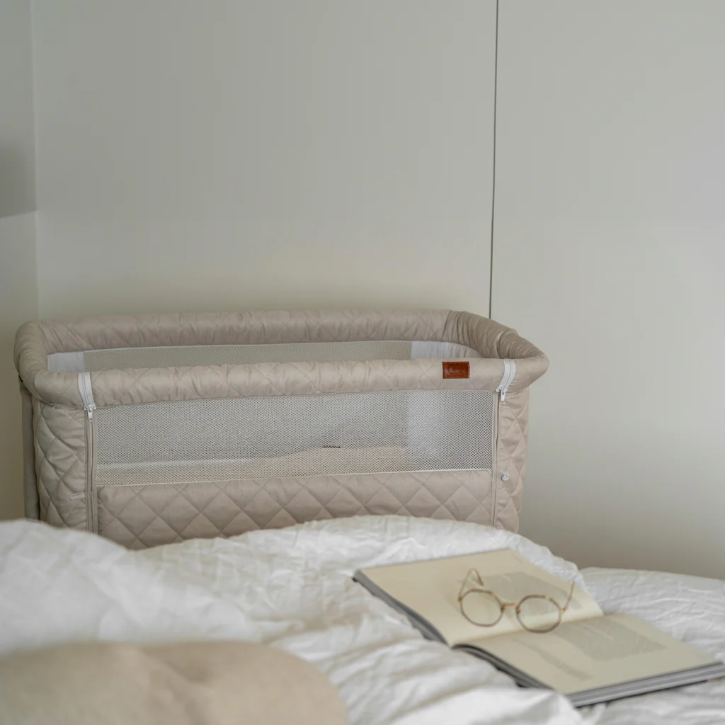 Co-Sleeper Side by Side Baby Crib (Quilted Clay) - Image 3