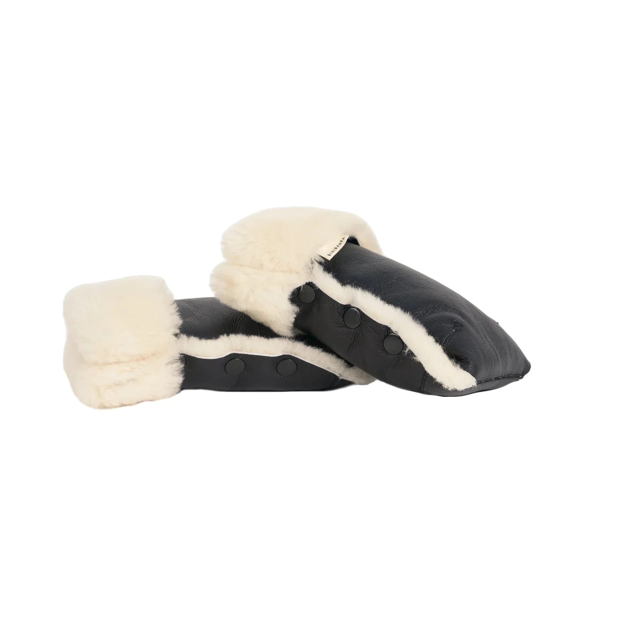 Coated Sheepskin Buggy Mittens (Noir/Milk) - Image 9