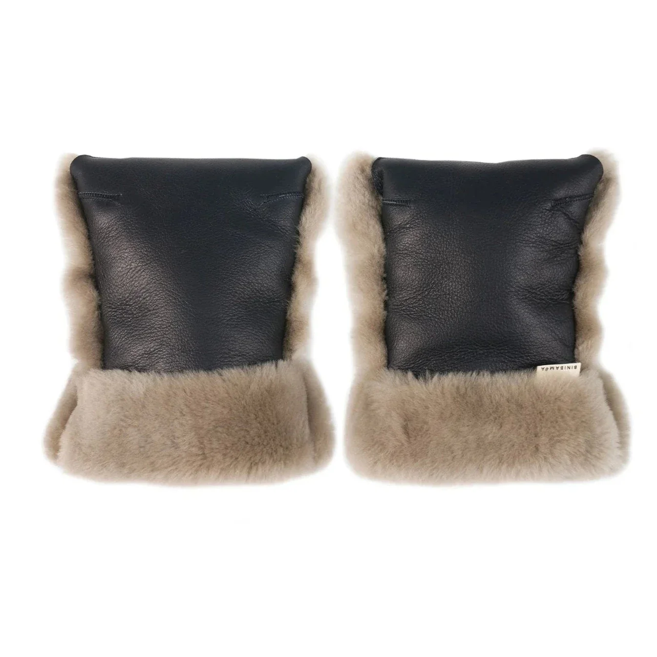 Coated Sheepskin Buggy Mittens (Noir/Toast) - Image 4