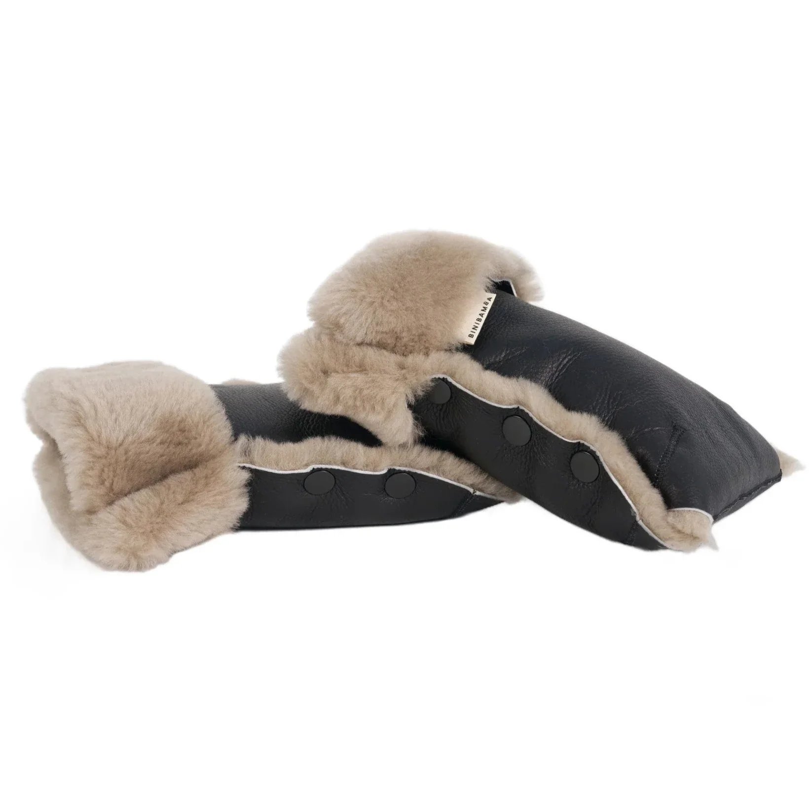 Coated Sheepskin Buggy Mittens (Noir/Toast) - Image 5
