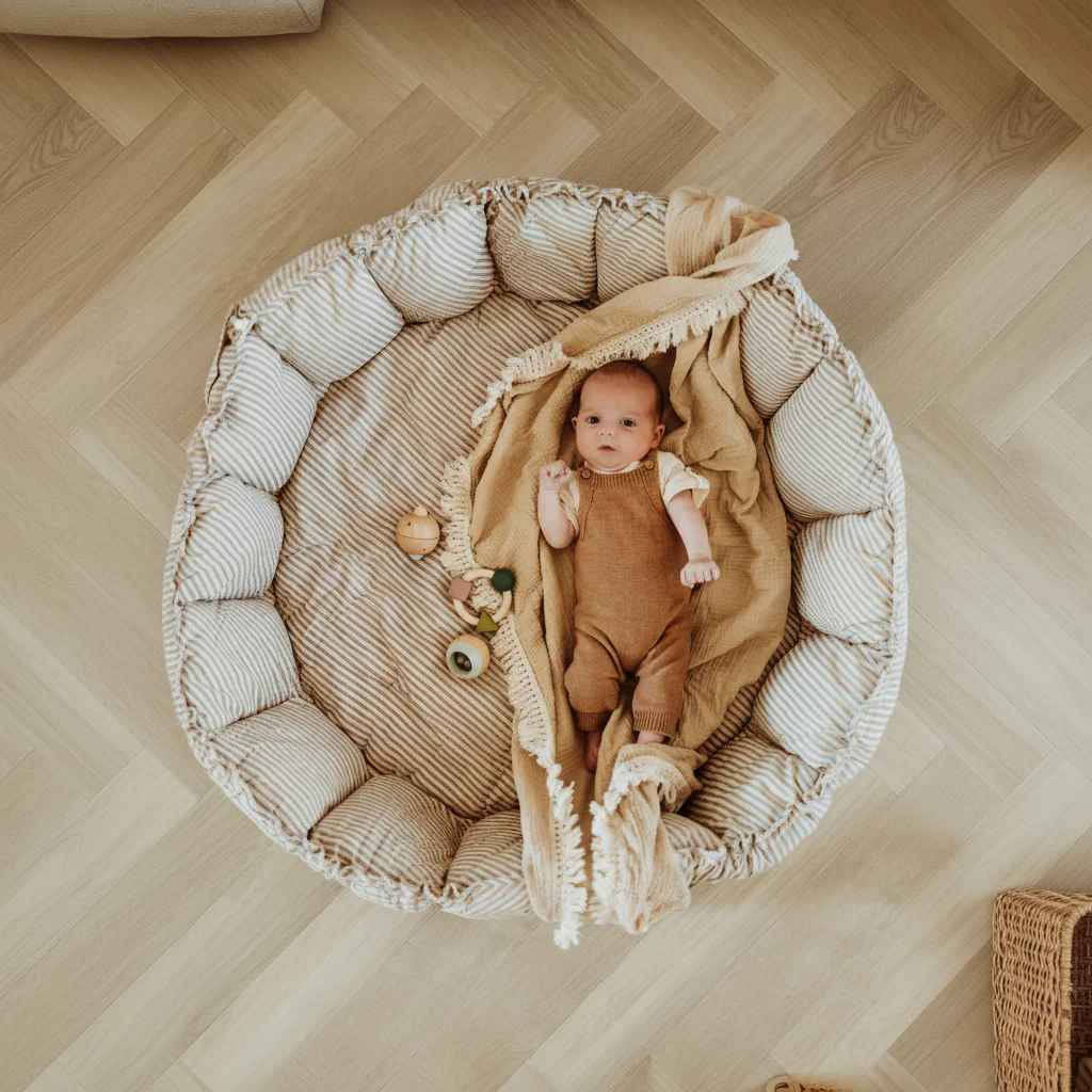 Coco Bloom Baby Nest and Playmat (Stripes Blue)-PRE ORDER END OF APRIL