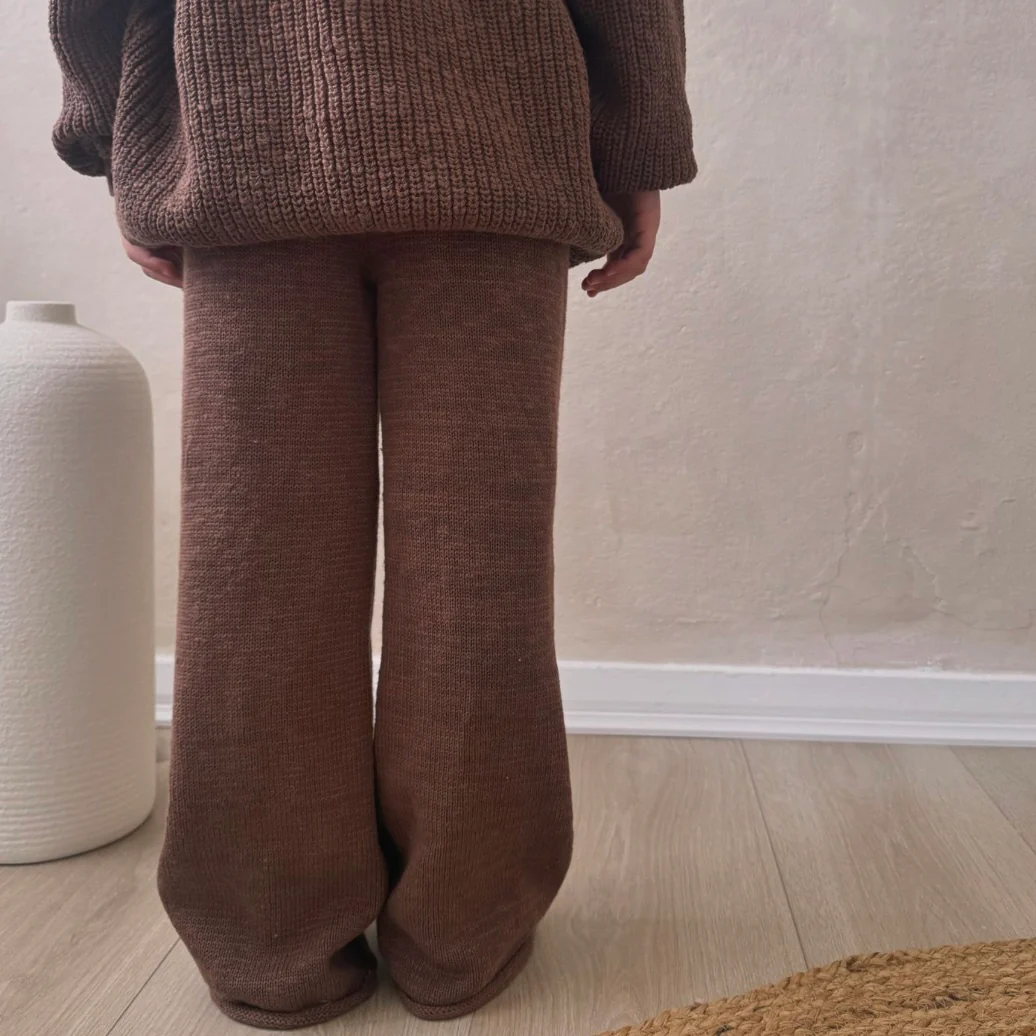 Cocoa Teddy Wide Leg Cotton Knit Bottoms