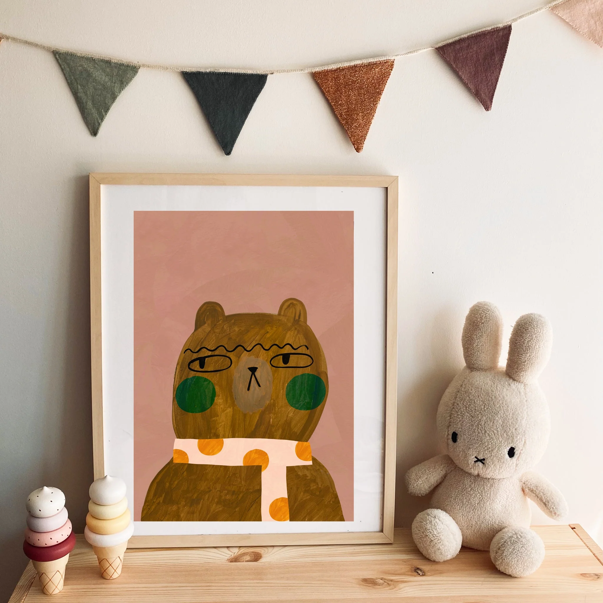 'Cool Bear' Hand Painted Art Print