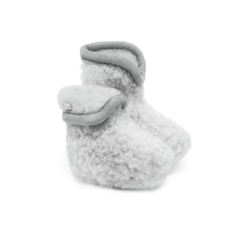 Grey Pure Wool Baby Booties - Image 4