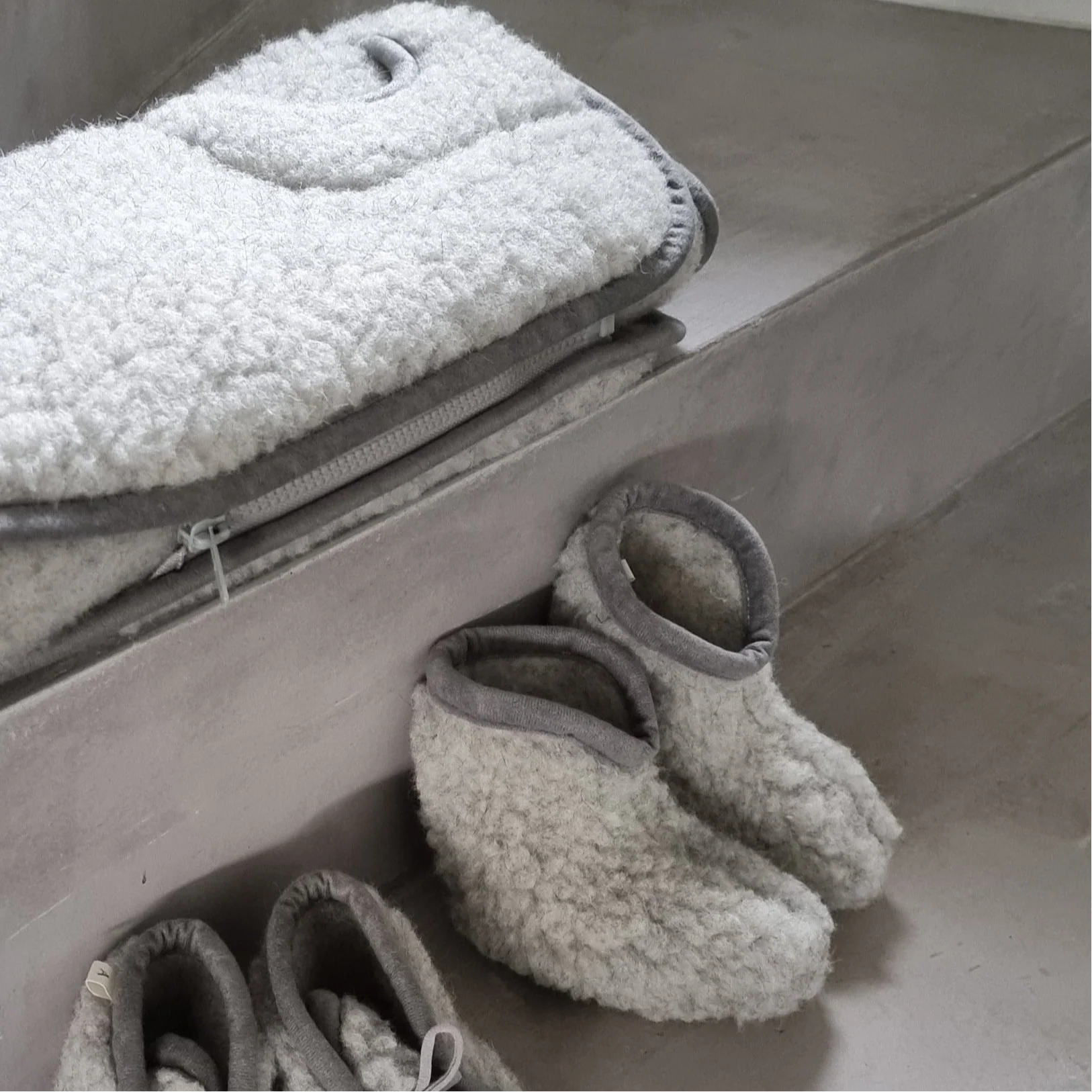 Grey Pure Wool Baby Booties - Image 5