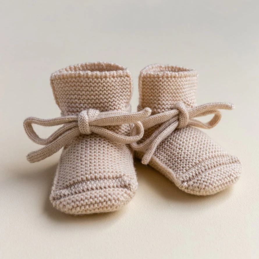 Merino Wool Baby Booties (Oat) - Image 4