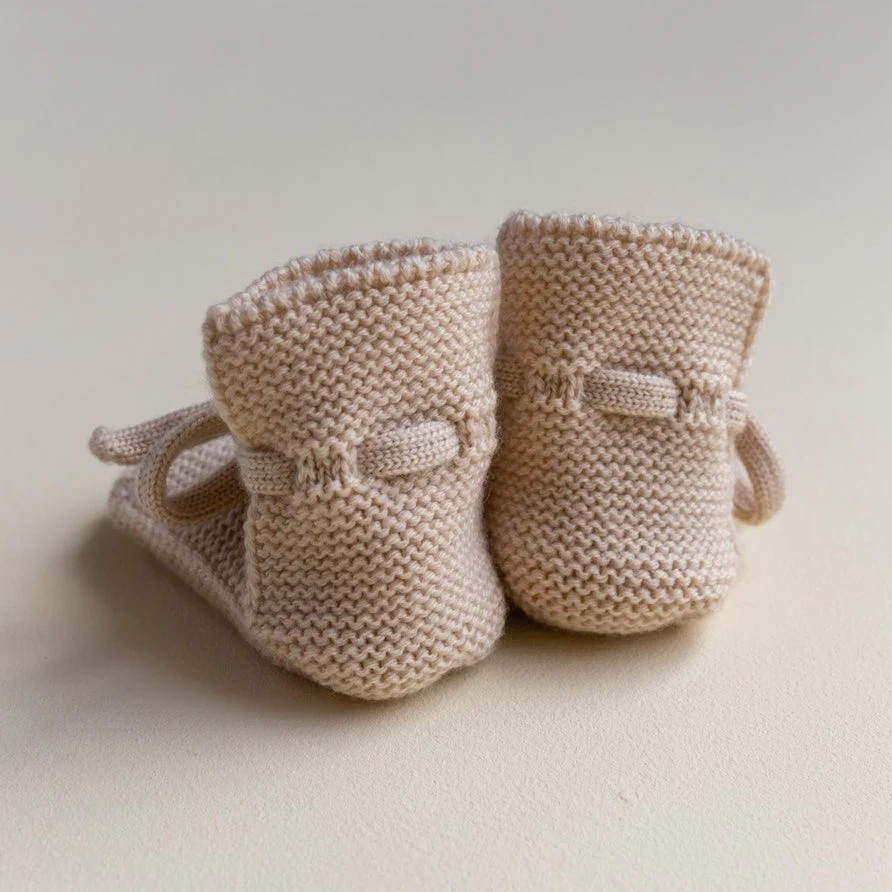 Merino Wool Baby Booties (Oat) - Image 5