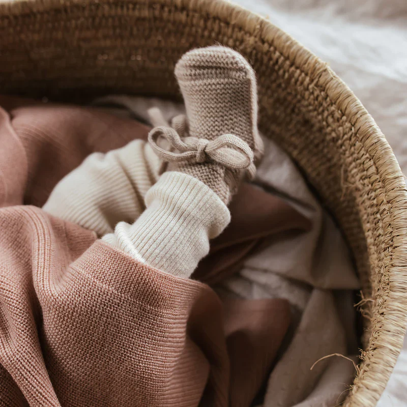 Merino Wool Baby Booties (Sand)