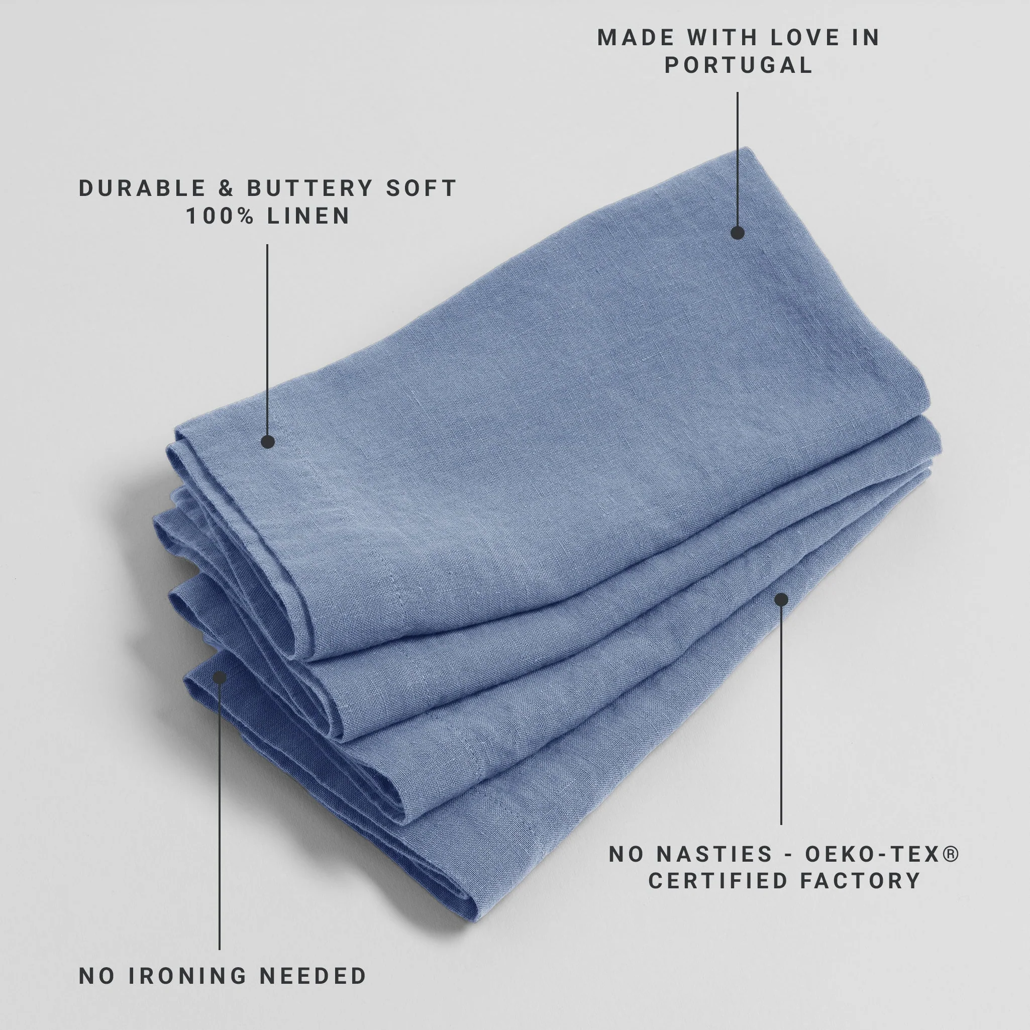 Cornflower Blue Set of 4 100% Linen Napkins - Image 3