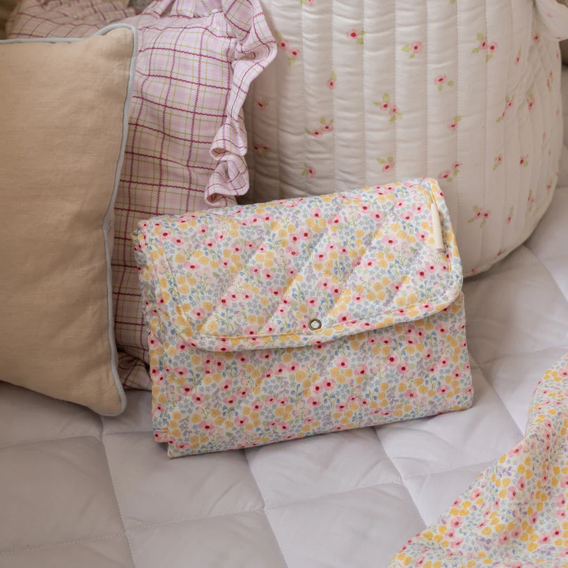 Cotton Travel Baby Changing Mat (Wildflower Garden) - Image 3
