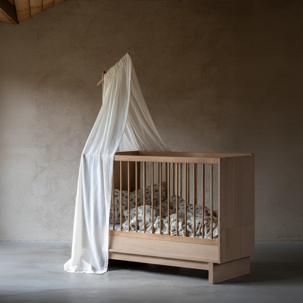 Cotton Veil for Baby Crib (Ecru) - Image 5