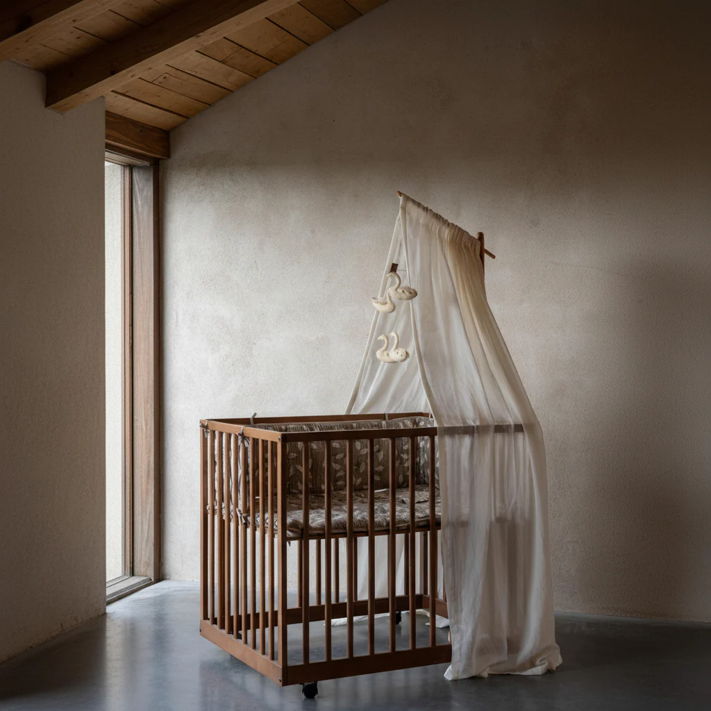 Cotton Veil for Baby Crib (Ecru) - Image 6