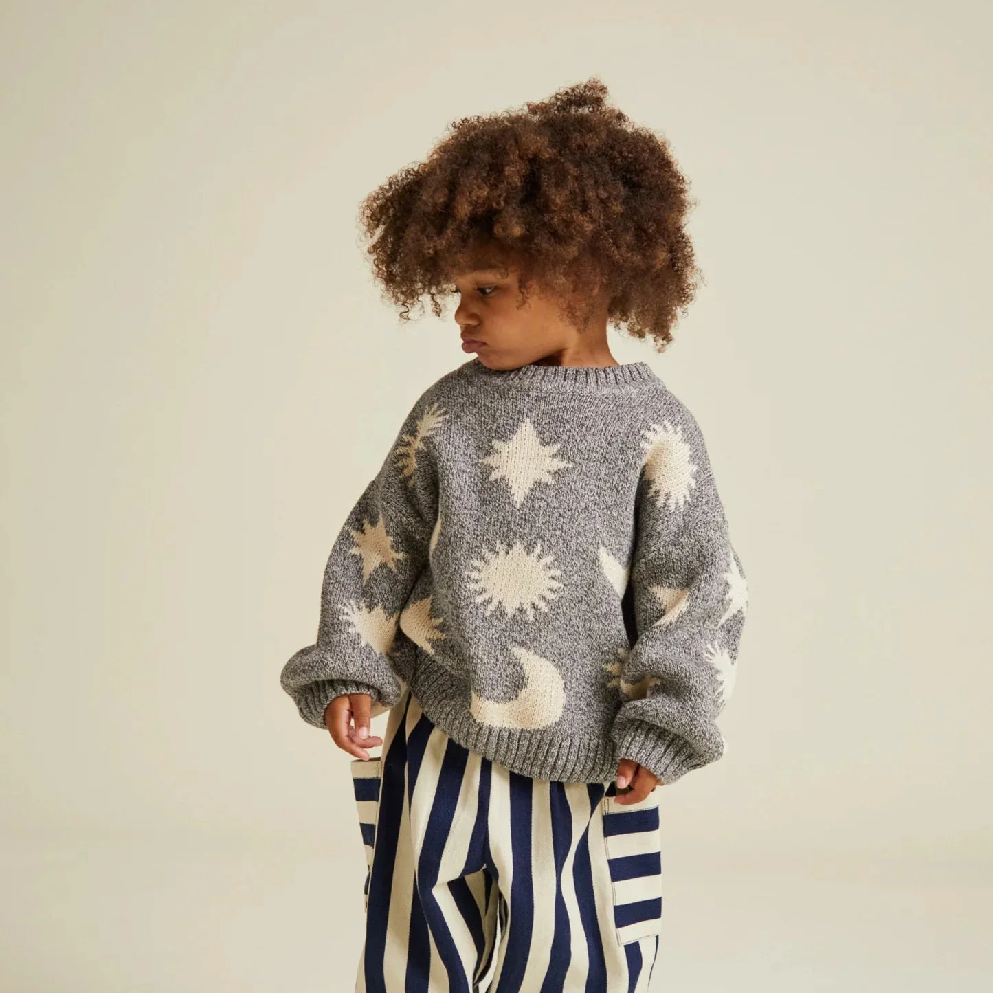 Cozmo Midnight Moon Star Print Knitted Sweater