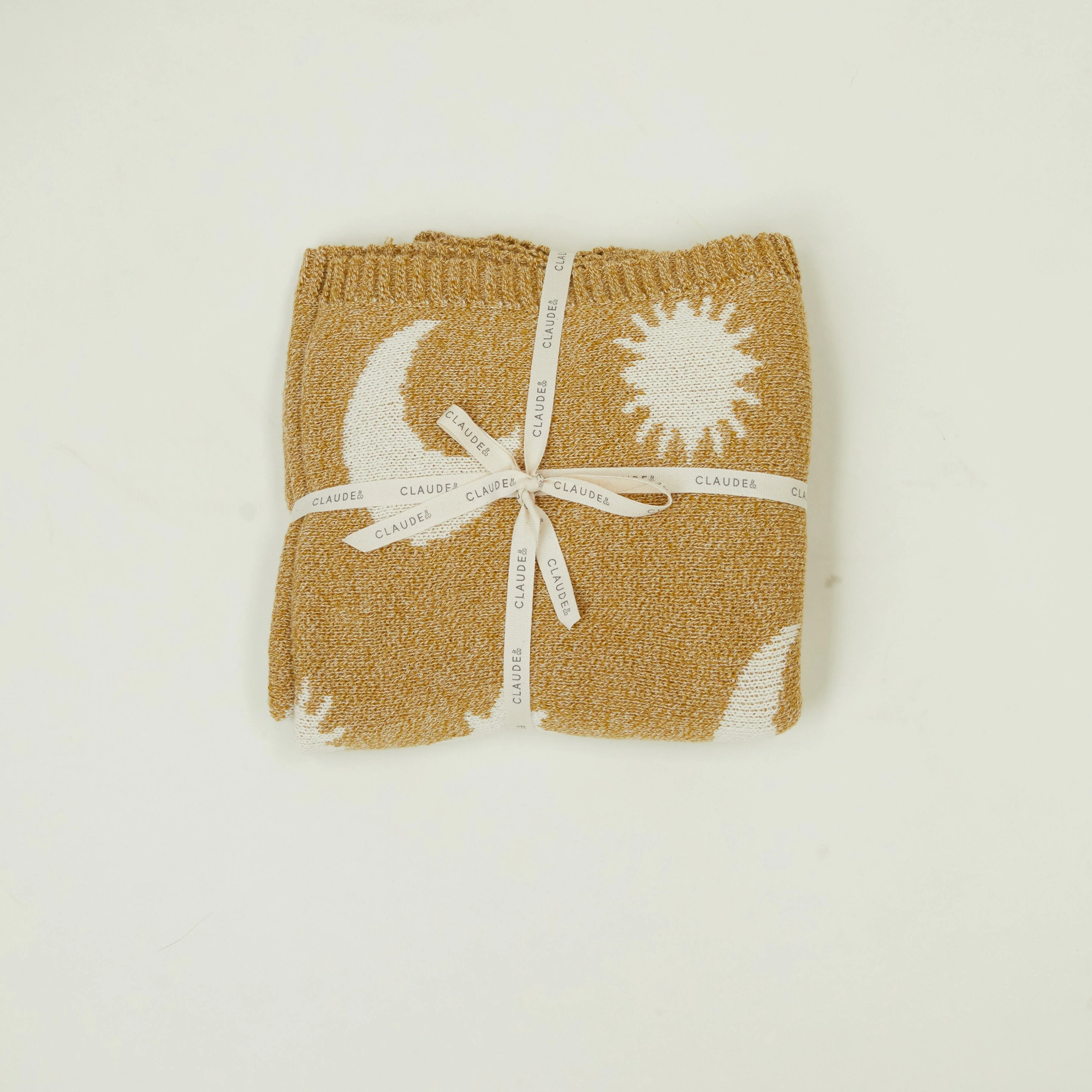 Cozmo Moon + Star Golden Organic Knit Blanket - Image 2