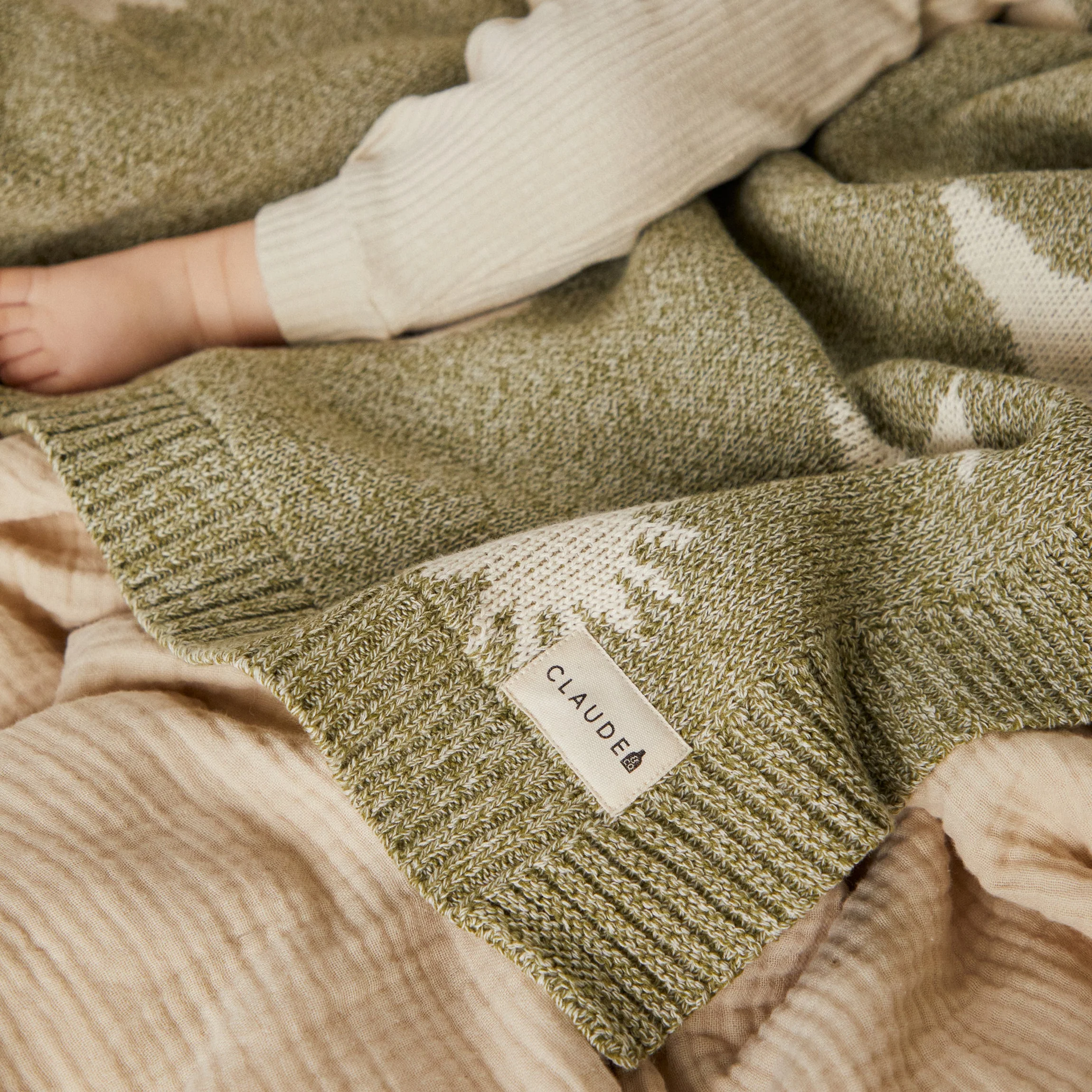 Cozmo Moon + Star Matcha Organic Knit Blanket - Image 2