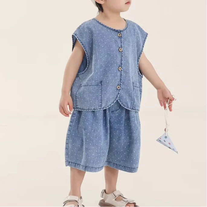 Deia Dotty Denim Vest Top and Shorts Set - Image 10