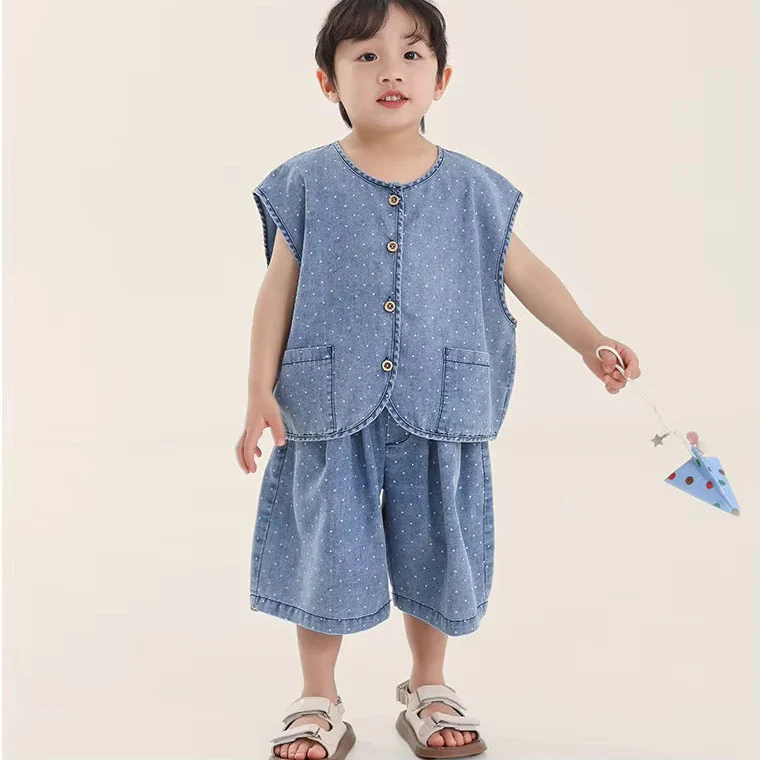 Deia Dotty Denim Vest Top and Shorts Set - Image 6