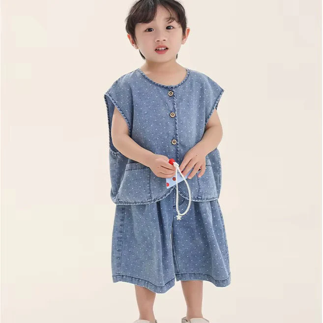 Deia Dotty Denim Vest Top and Shorts Set - Image 8