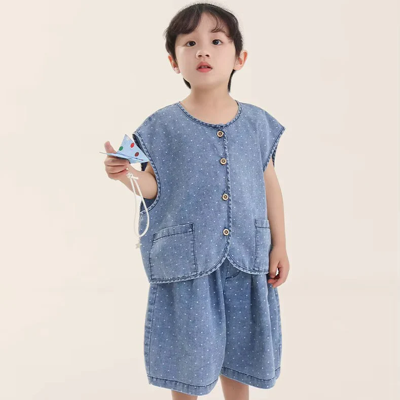 Deia Dotty Denim Vest Top and Shorts Set - Image 9