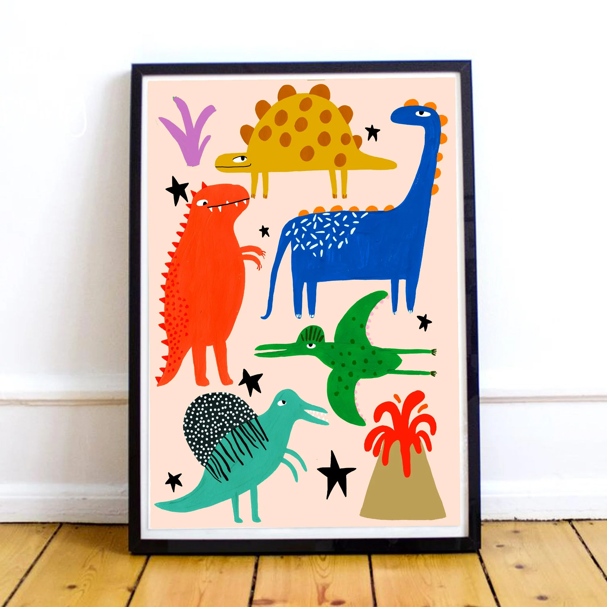 'Dinosaur' Hand Painted Art Print
