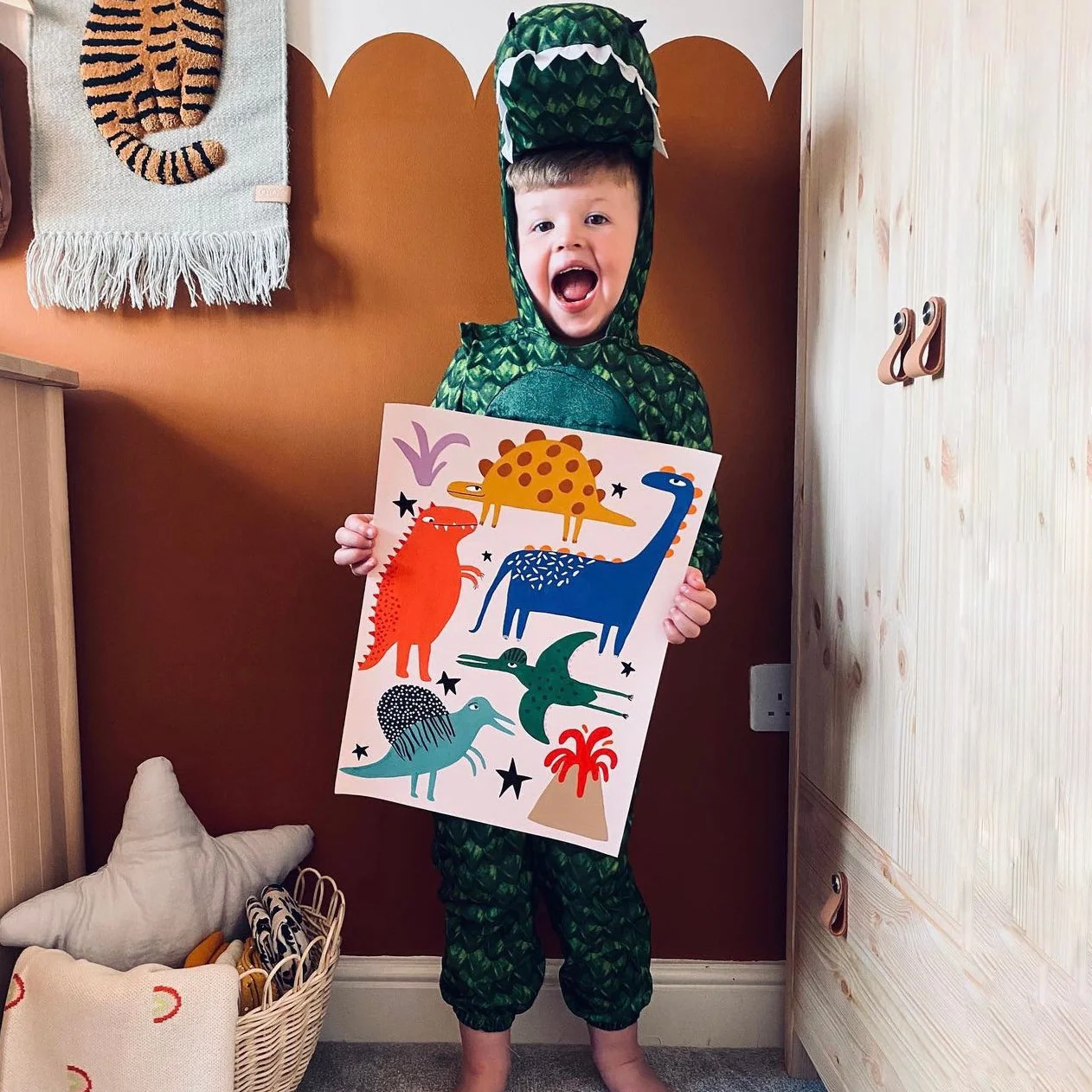 'Dinosaur' Hand Painted Art Print - Image 2