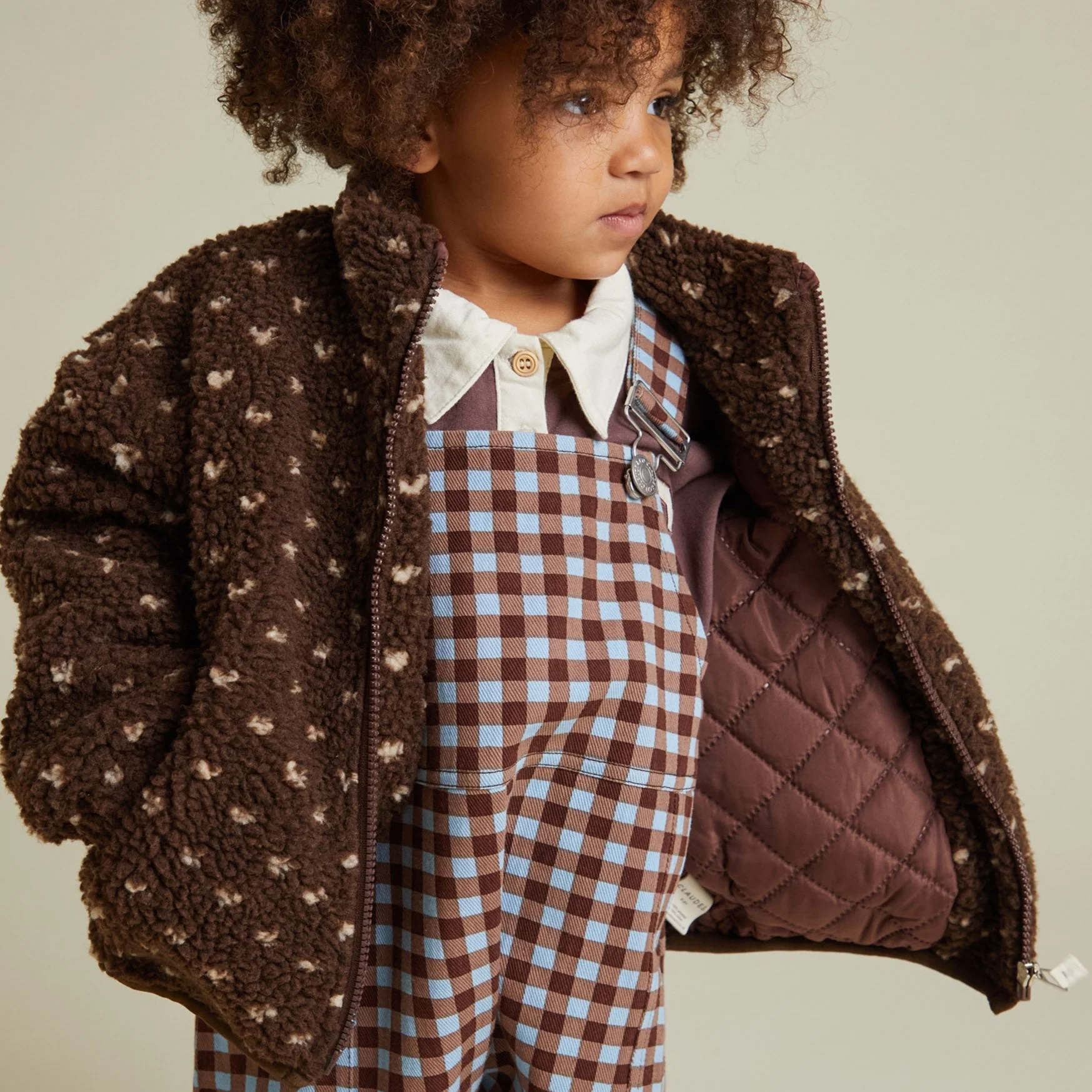 Drew Chocolate Polka Dot Spot Borg Teddy Jacket