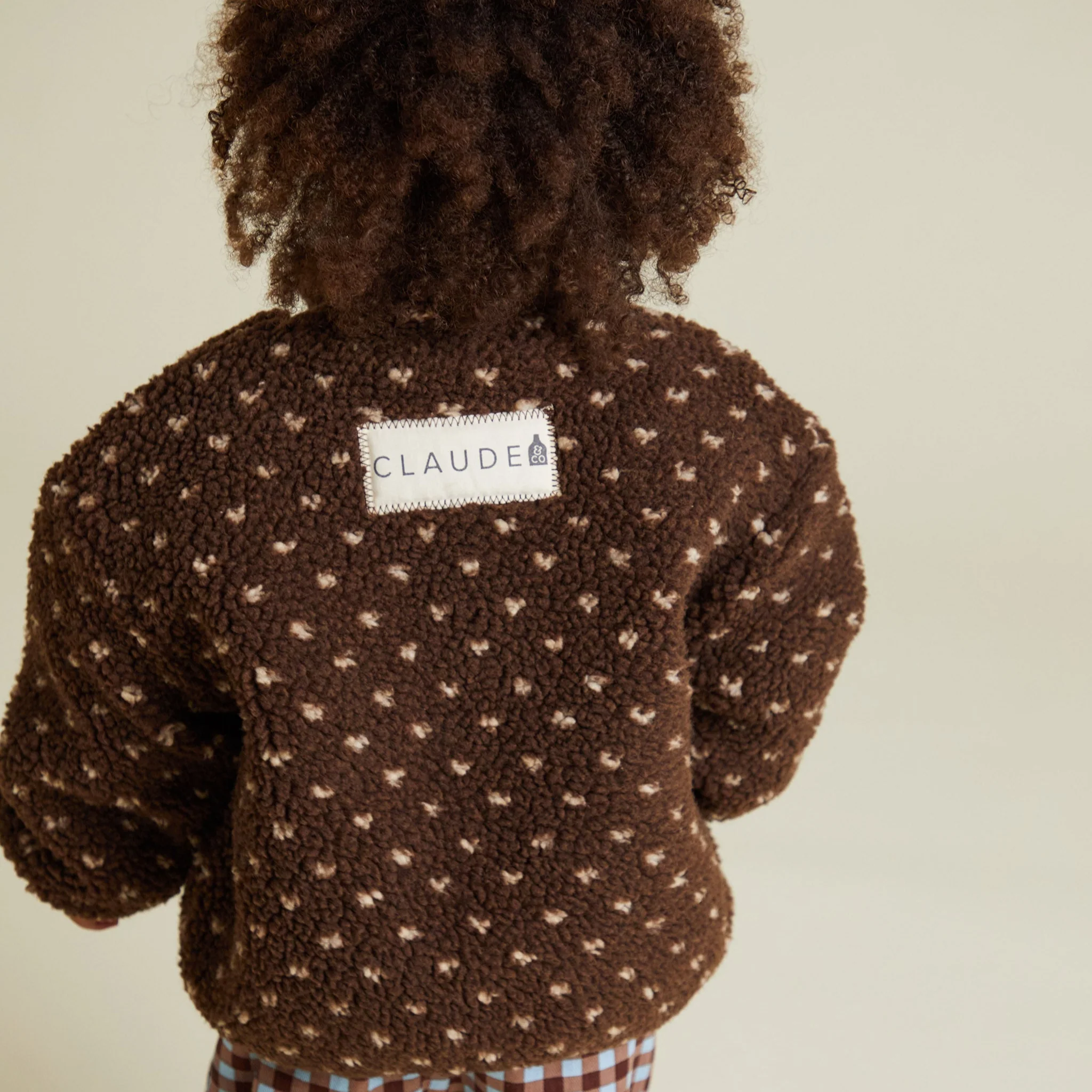Drew Chocolate Polka Dot Spot Borg Teddy Jacket - Image 2