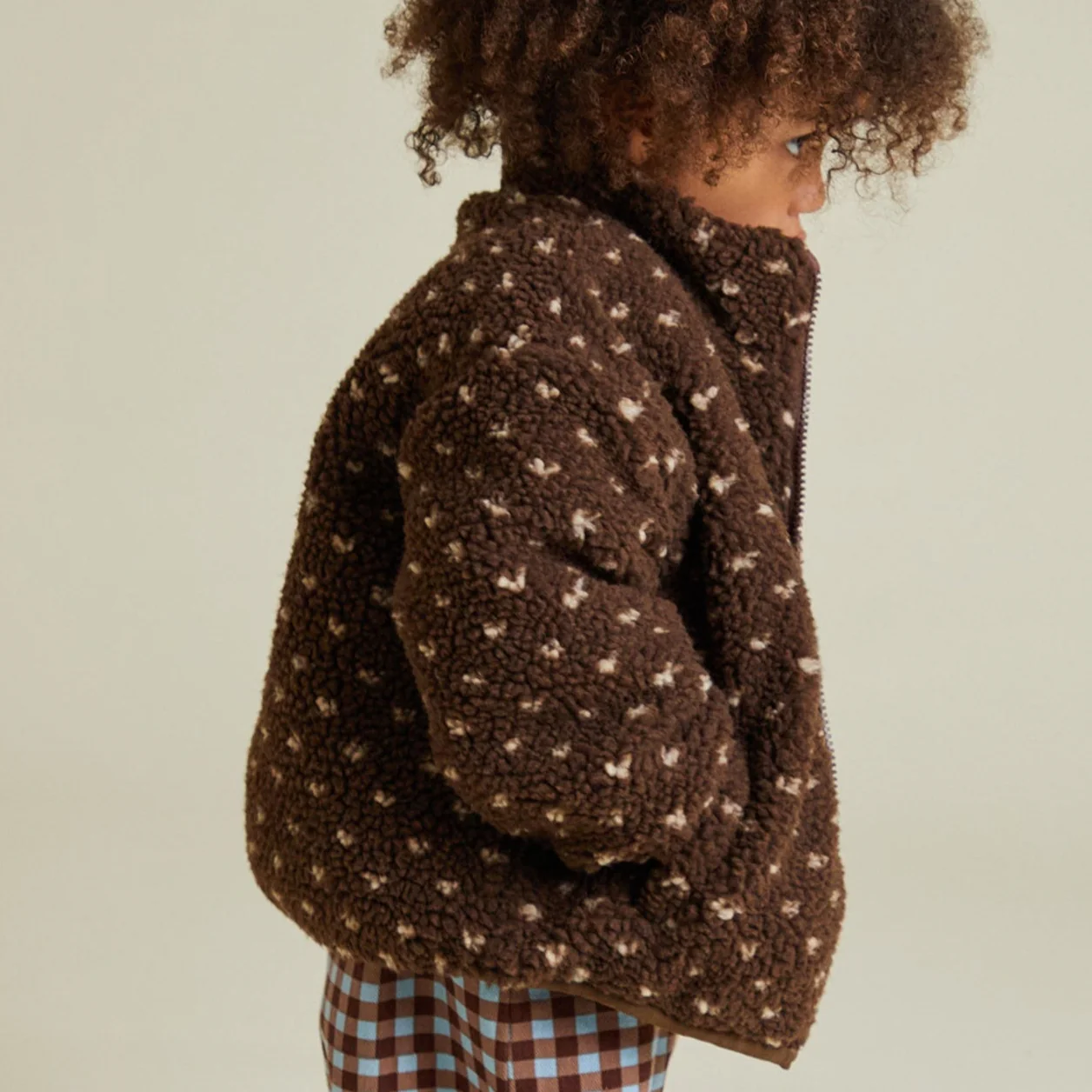 Drew Chocolate Polka Dot Spot Borg Teddy Jacket - Image 3
