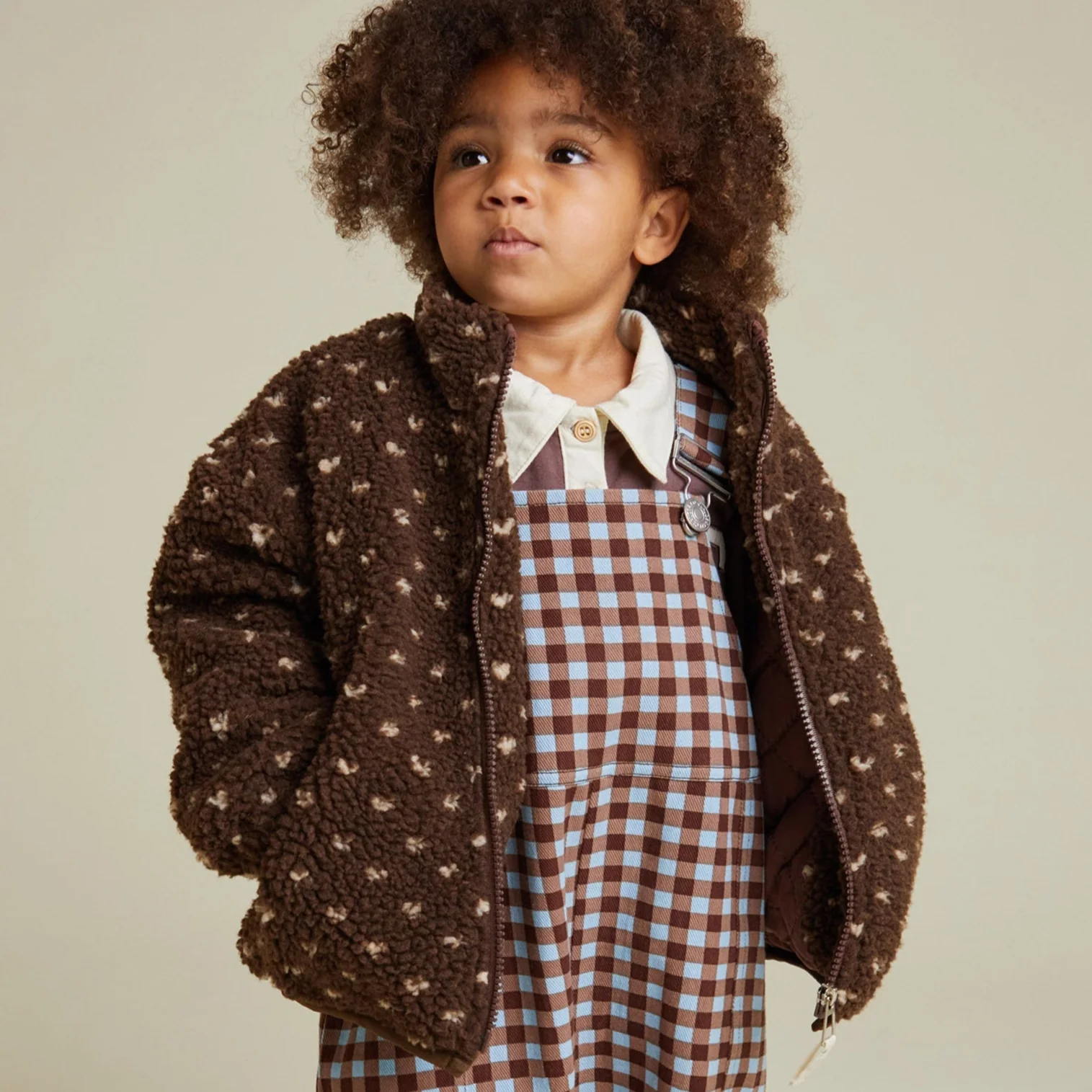 Drew Chocolate Polka Dot Spot Borg Teddy Jacket - Image 4