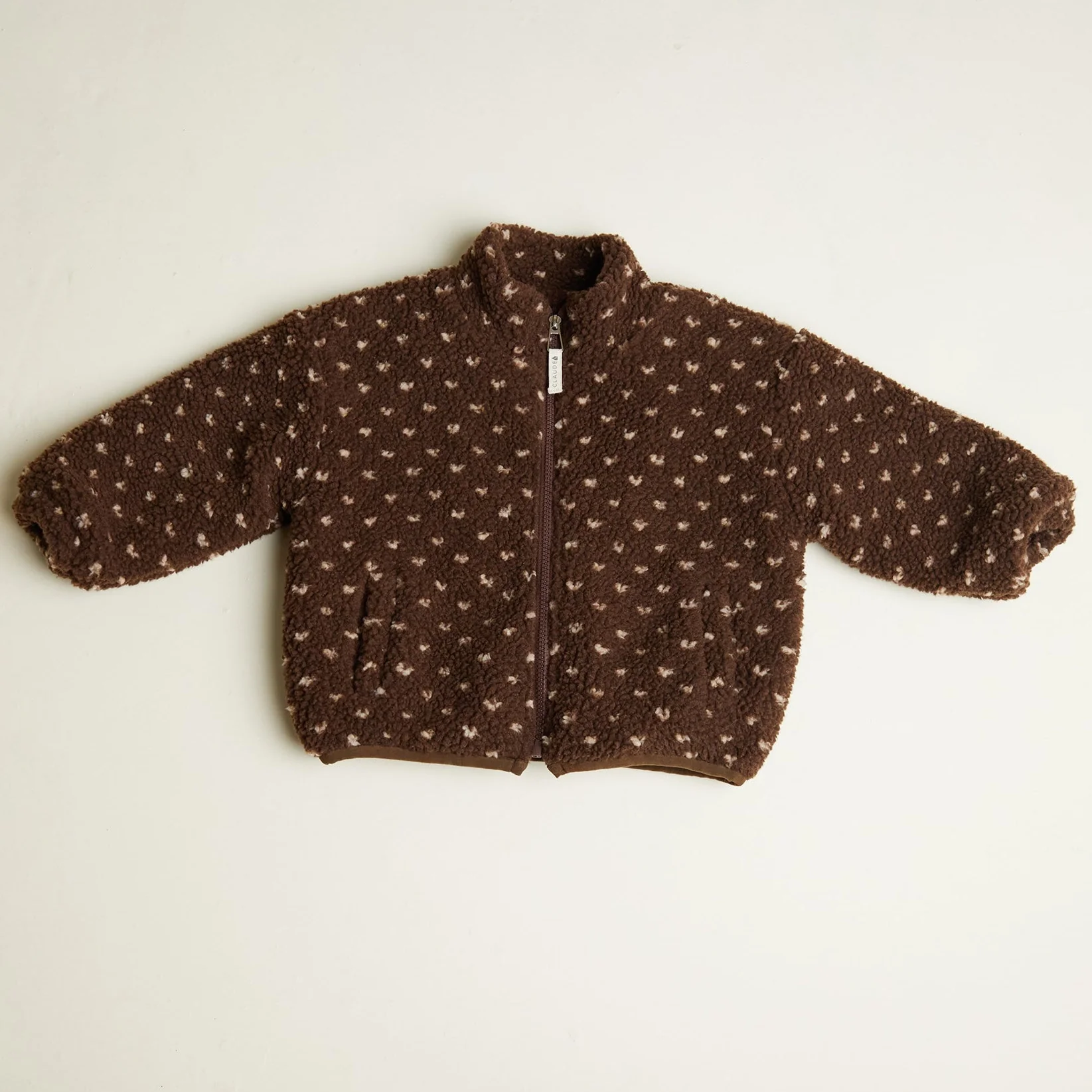 Drew Chocolate Polka Dot Spot Borg Teddy Jacket - Image 5