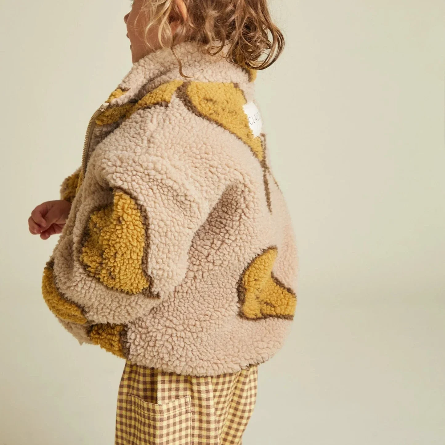Drew Pear Print Borg Teddy Jacket (Almond) - Image 2