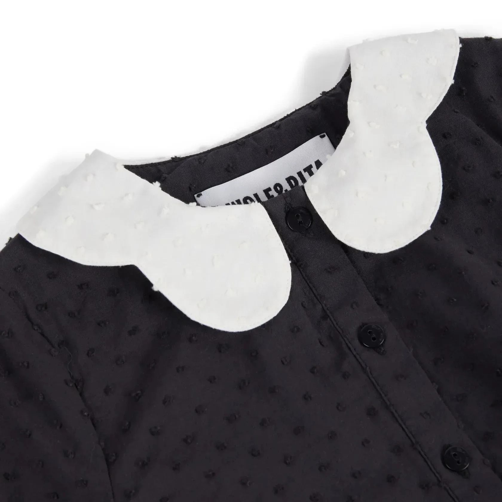 Embroidered Poplin Spot Contrast Collar Baby Romper - Image 5