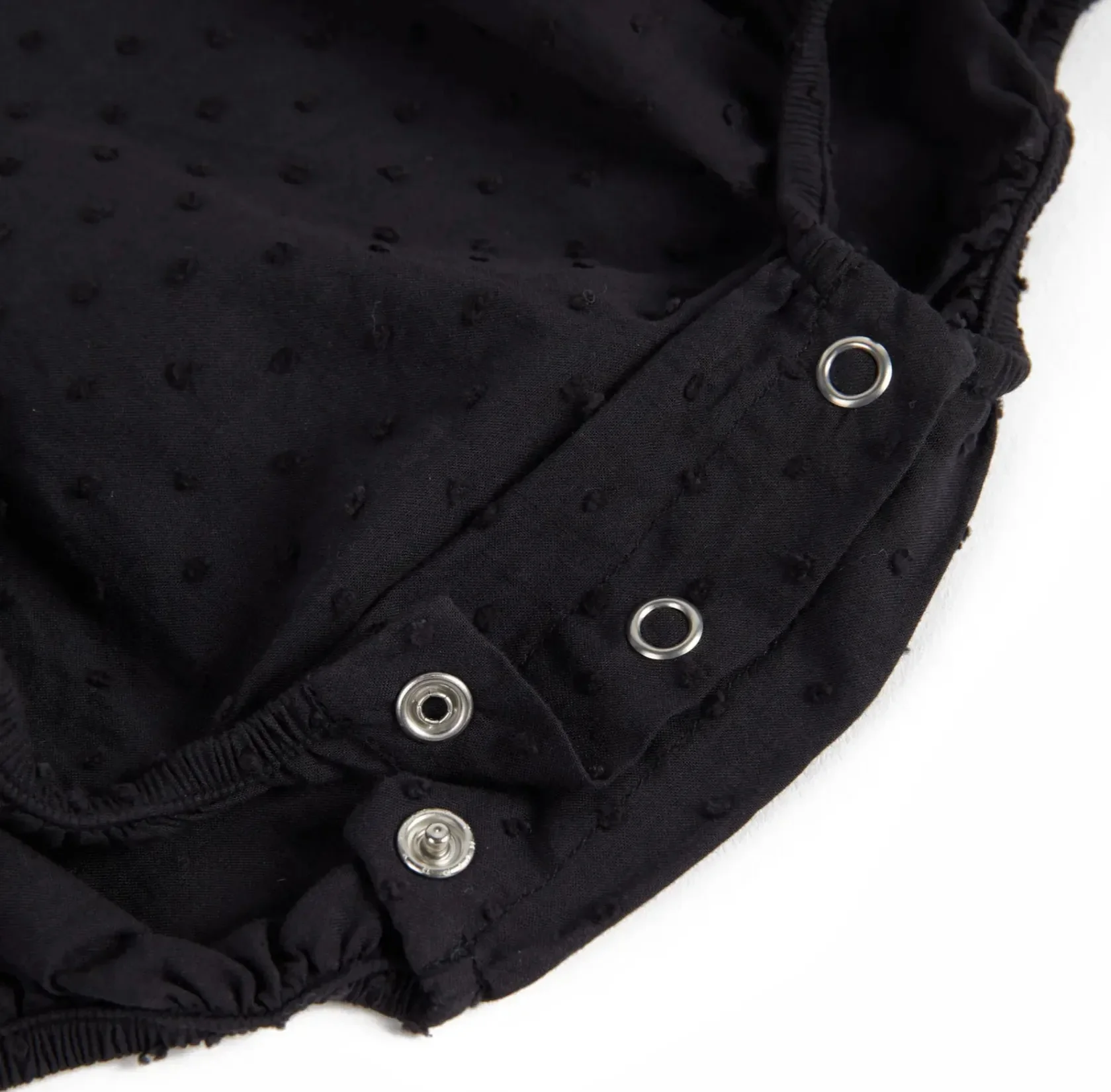 Embroidered Poplin Spot Contrast Collar Baby Romper - Image 7