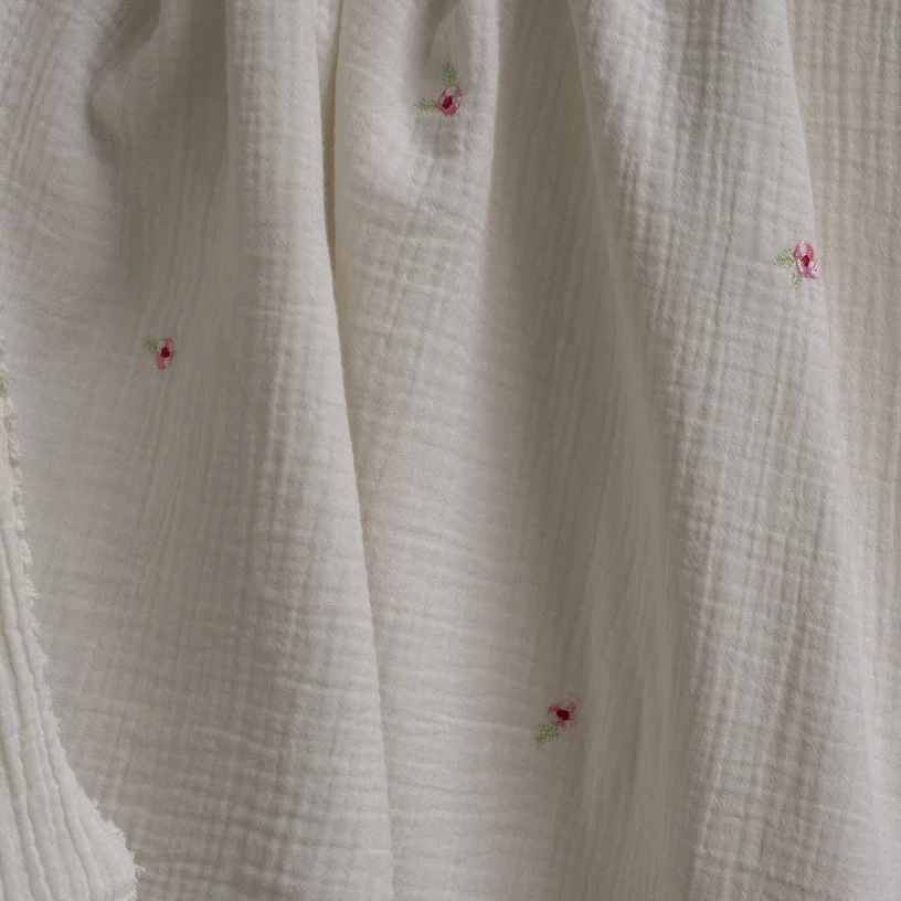 Embroidered Muslin Blanket (Anemone) - Image 5