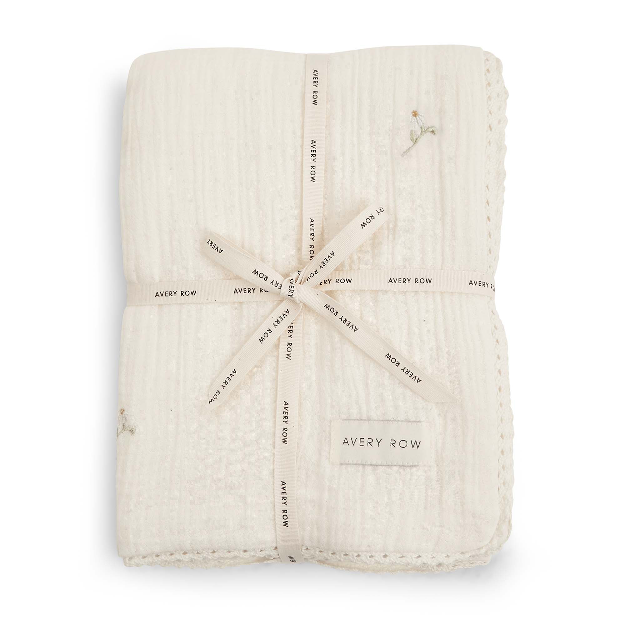 Embroidered Muslin Blanket (Wild Chamomile)