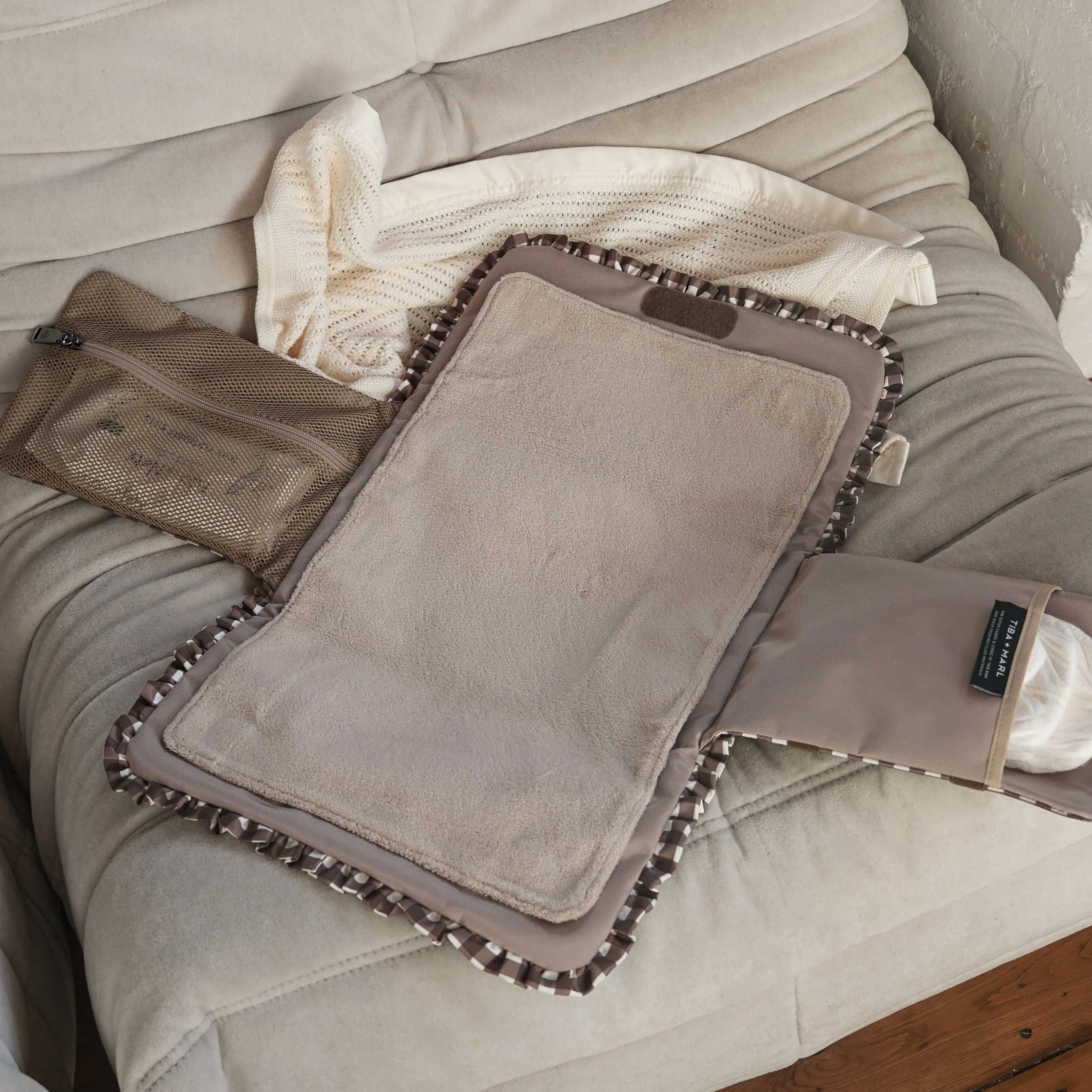 Etta Fold-Away Changing Mat Clutch (Brown Gingham) - Image 6