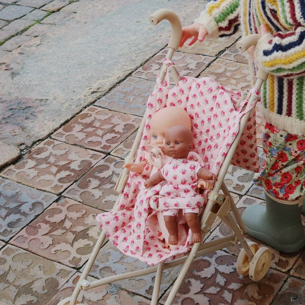Floral Print Cotton Quilted Dolls Stroller (Rosie Rose) - Image 2