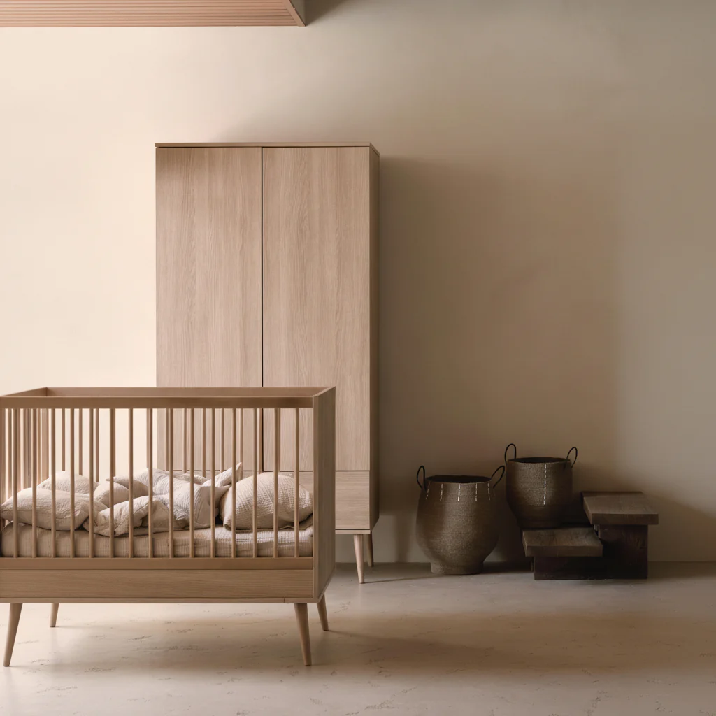 Flow Convertible Wooden Height Adjustable Cot to Bed (Honey Ash) - Image 3