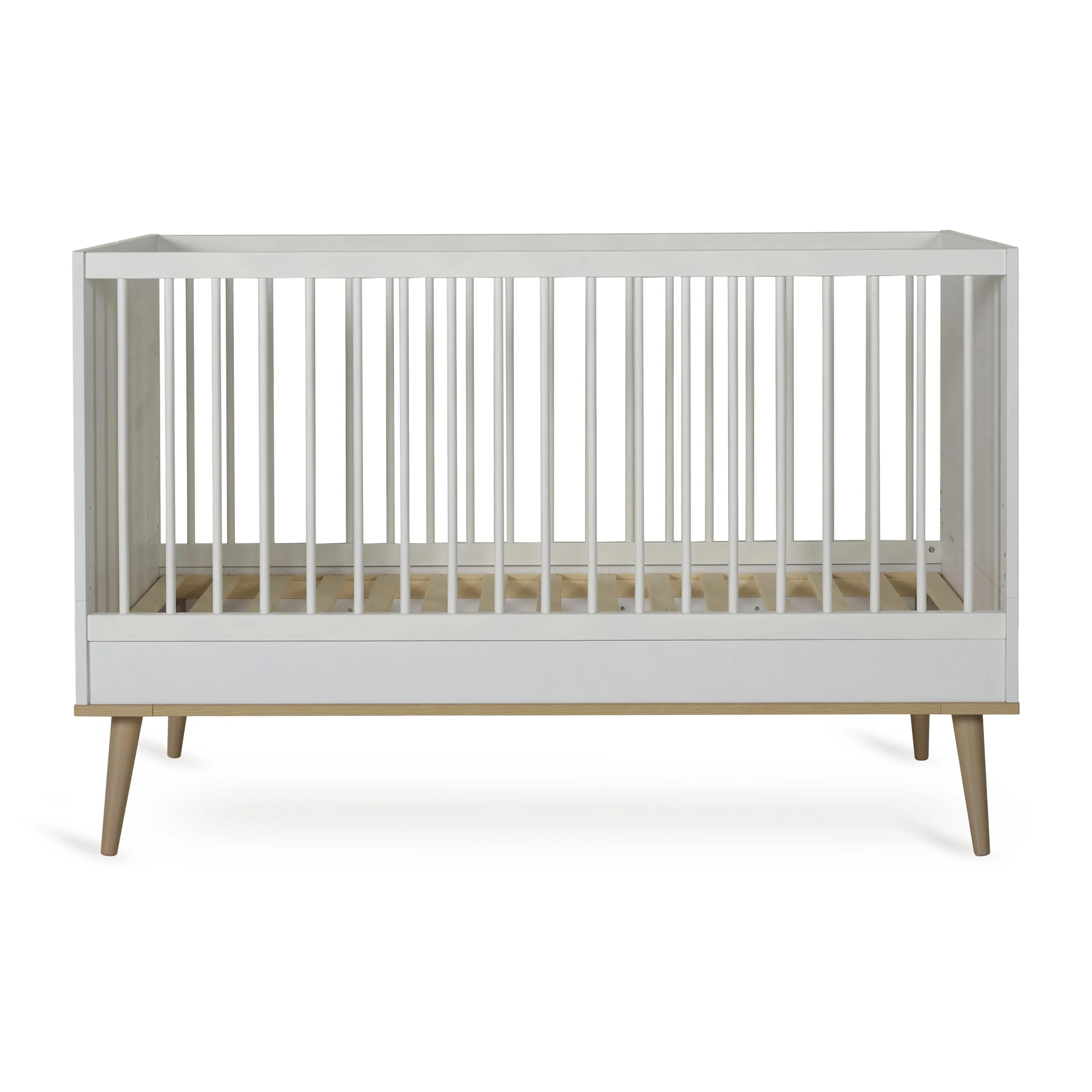 Flow Convertible Wooden Height Adjustable Cot to Bed (White)