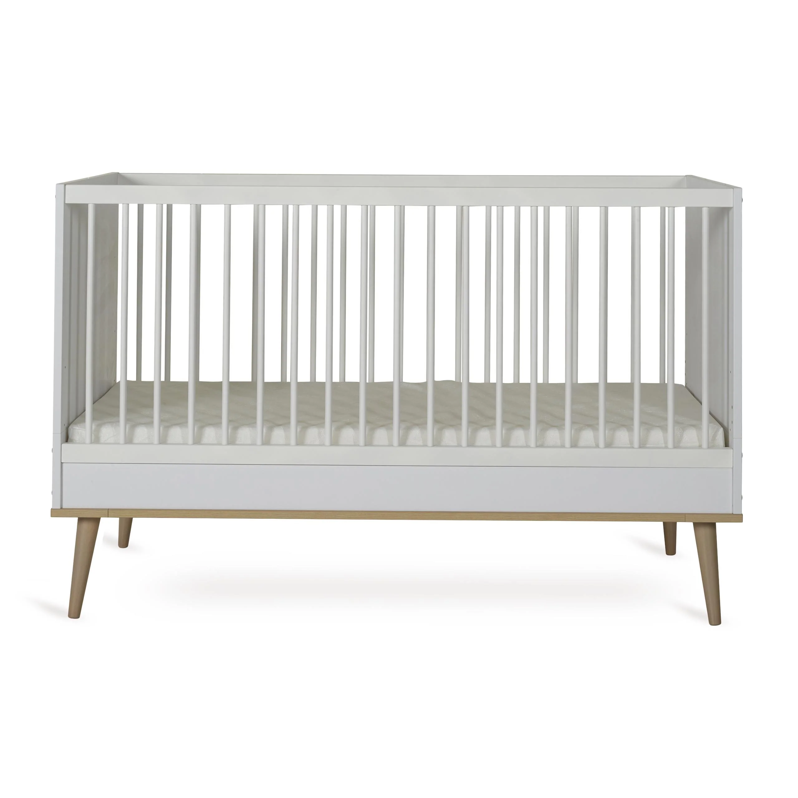 Flow Convertible Wooden Height Adjustable Cot to Bed (White) - Image 2