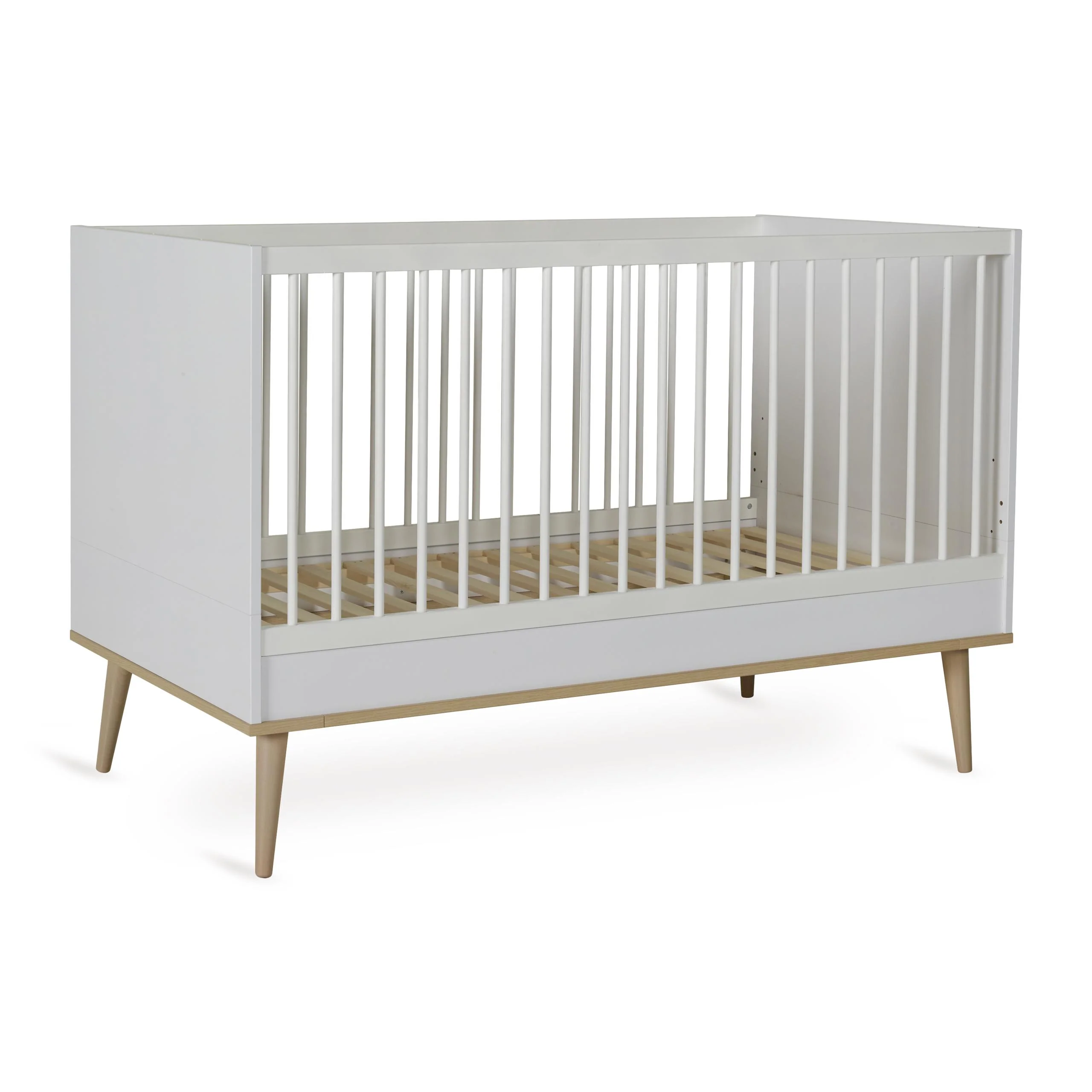 Flow Convertible Wooden Height Adjustable Cot to Bed (White) - Image 3