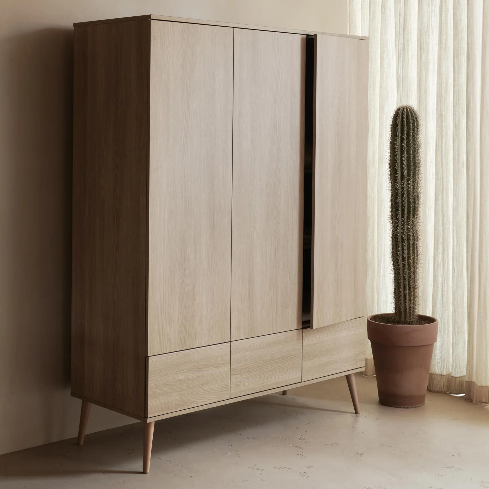 Flow Wooden Extra Large Wardrobe (Honey Ash)