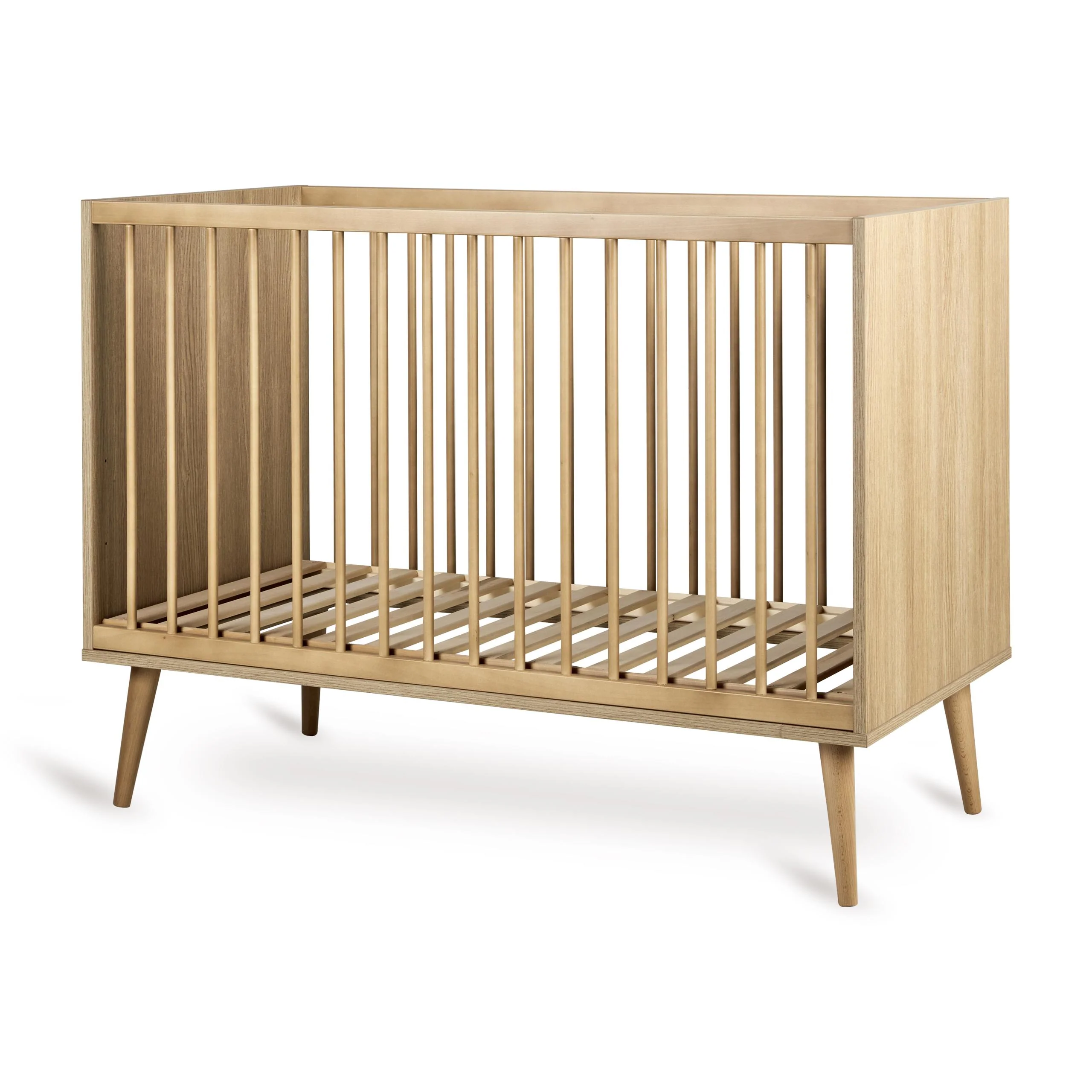 Flow Wooden Height Adjustable Baby Cot (Honey Ash) - Image 4