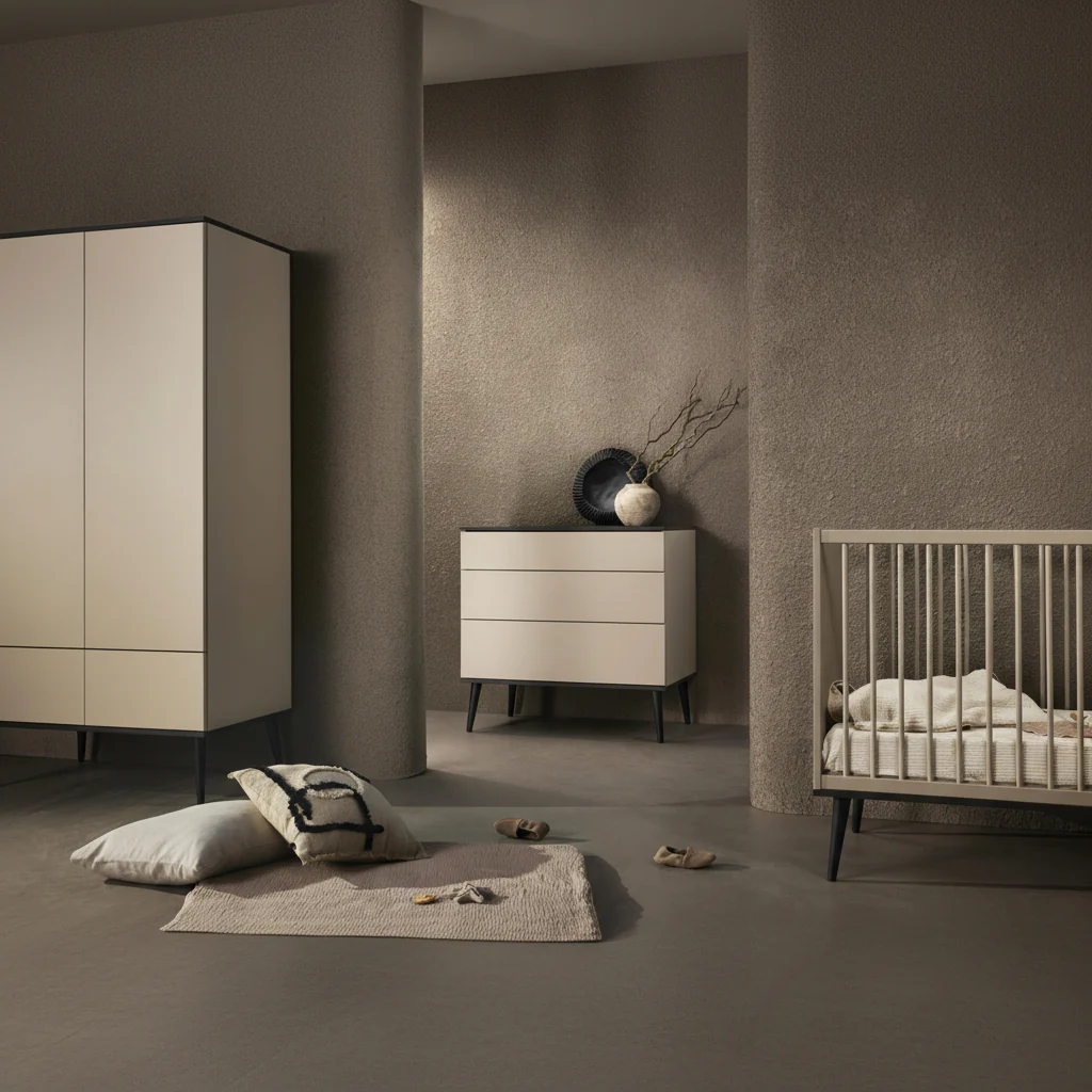 Flow Wooden Height Adjustable Baby Cot (Stone) - Image 5